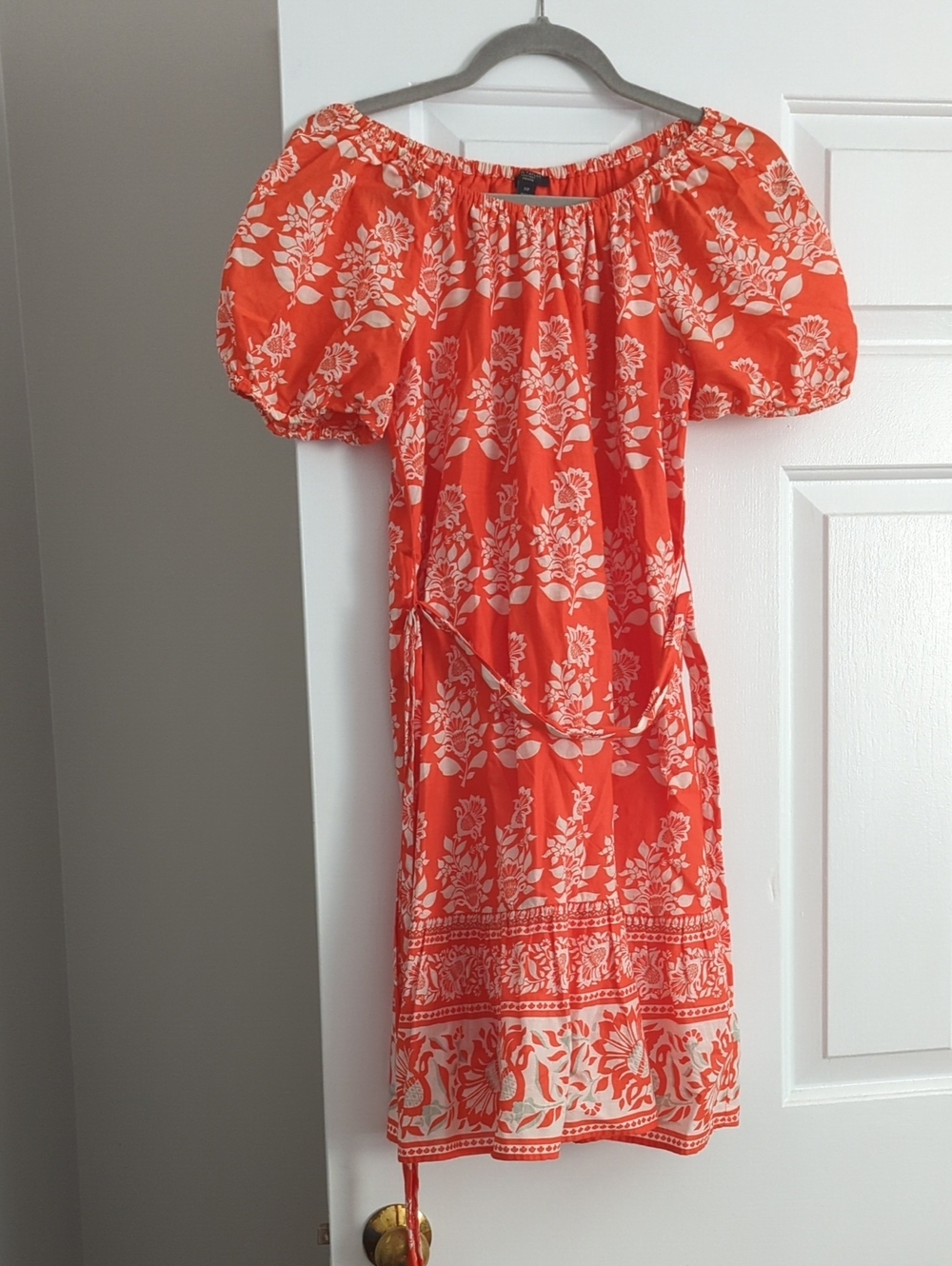 Ann Taylor Orange and White Floral Midi Dress